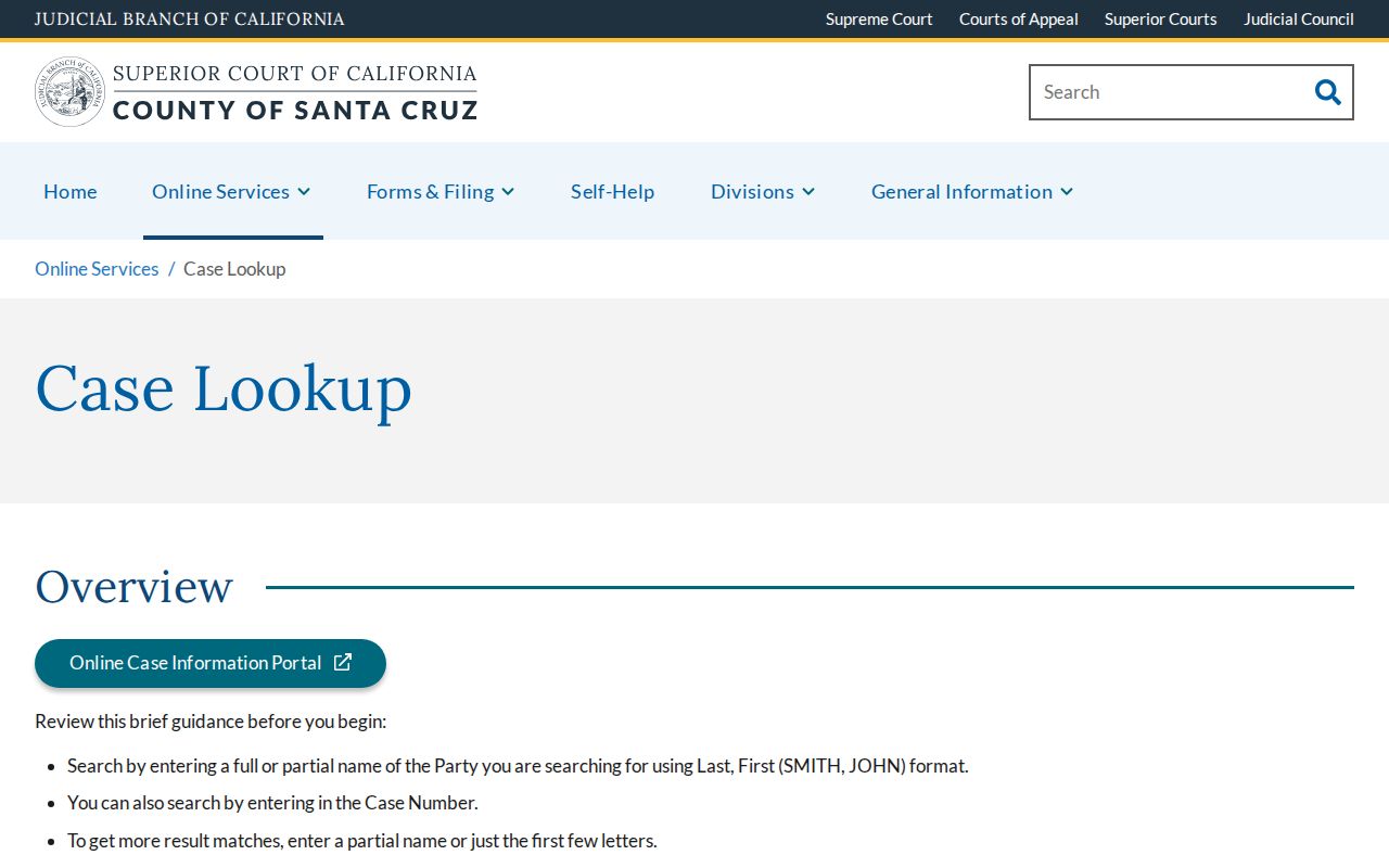 Santa Cruz people search court case lookup guidance