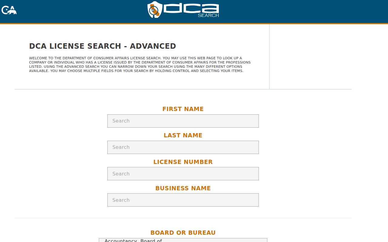 Santa Cruz people search California license fields
