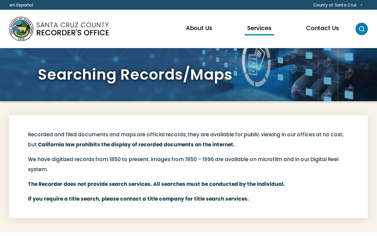 Santa Cruz people search Recorder office access instructions