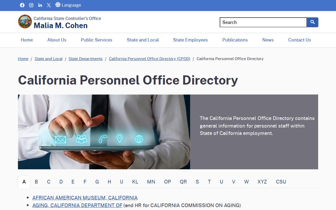 Santa Cruz people search California state office directory