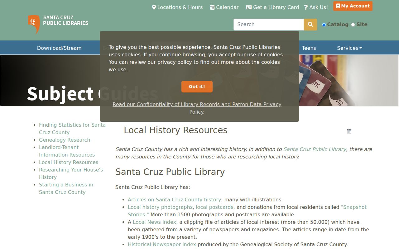 Santa Cruz people directories and local history name indexes at the public library
