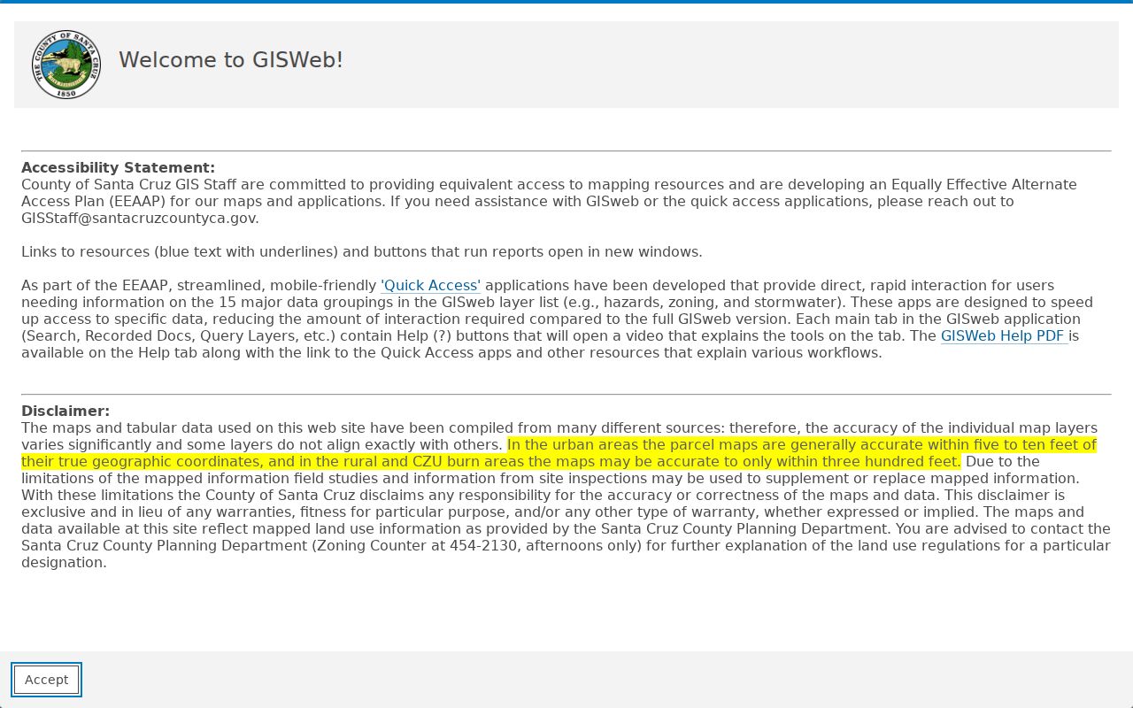 Santa Cruz public records County GISWeb parcel viewer